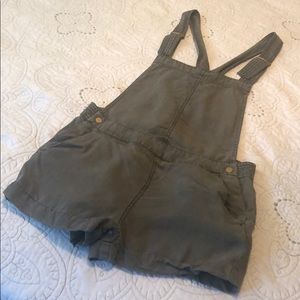 Army green overall shorts from H & M